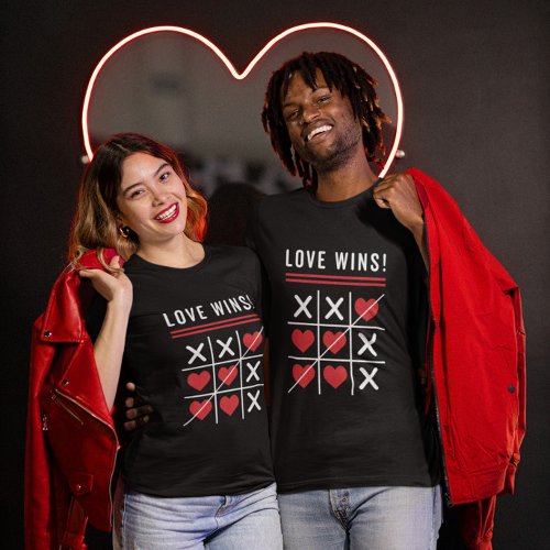 Tic Tac Toe Love Wins Birthday Valentines Day T_Shirt