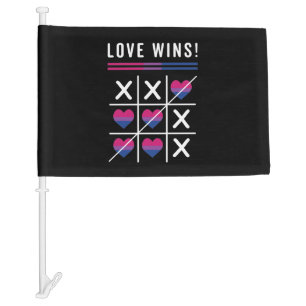 Tic Tac Toe Love Wins LGBTQ Bisexual Pride Car Flag