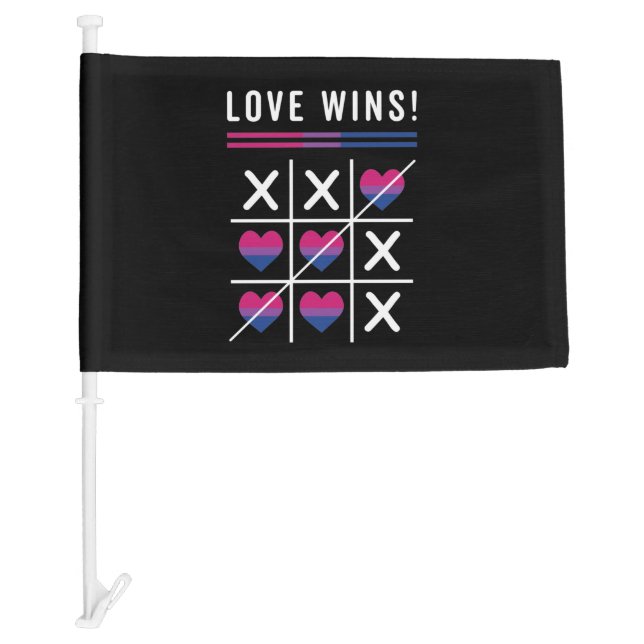Tic Tac Toe Love Wins LGBTQ Bisexual Pride Car Flag (Front)