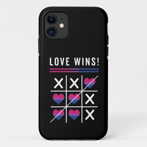 Tic Tac Toe Love Wins LGBTQ Bisexual Pride iPhone 11 Case
