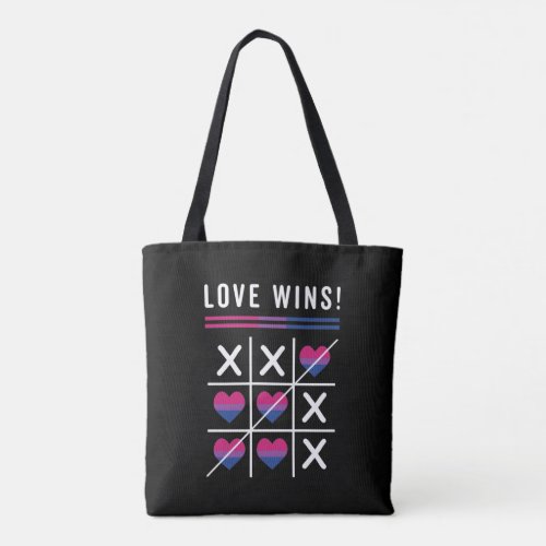 Tic Tac Toe Love Wins LGBTQ Bisexual Pride Tote Bag