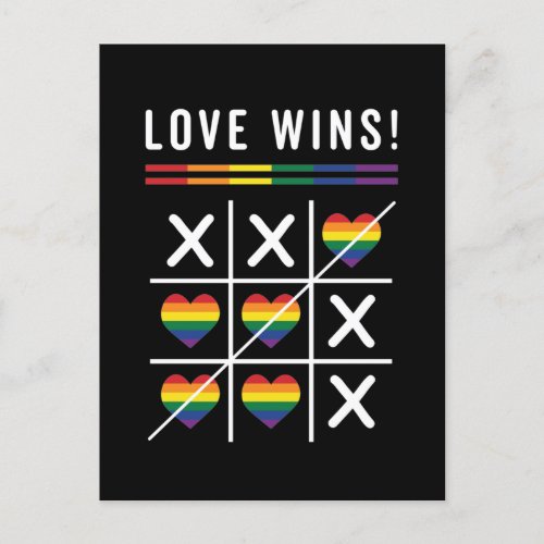 Tic Tac Toe Love Wins LGBTQ Gay Pride Postcard