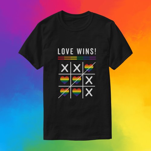 Tic Tac Toe Love Wins LGBTQ Gay Pride T_Shirt