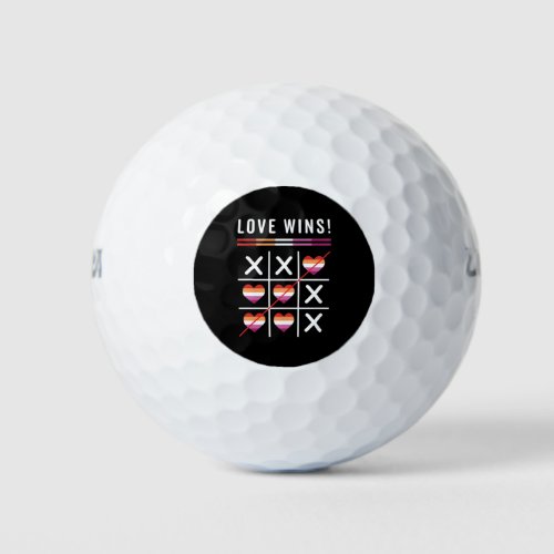 Tic Tac Toe Love Wins LGBTQ Lesbian Pride Golf Balls