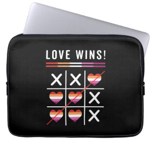 Tic Tac Toe Love Wins LGBTQ Lesbian Pride Laptop Sleeve