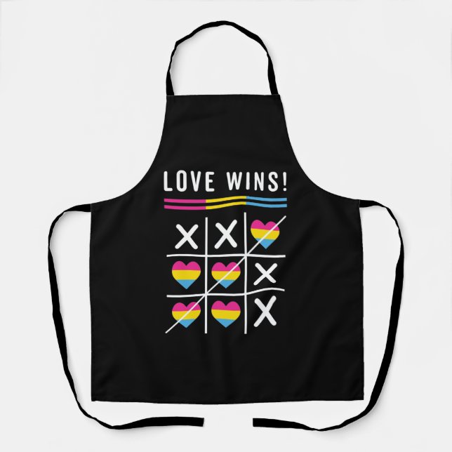 Tic Tac Toe Love Wins LGBTQ Pansexual Pride Apron (Front)