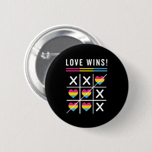 Tic Tac Toe Love Wins LGBTQ Pansexual Pride Button