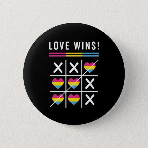 Tic Tac Toe Love Wins LGBTQ Pansexual Pride Button