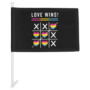 Tic Tac Toe Love Wins LGBTQ Pansexual Pride Car Flag