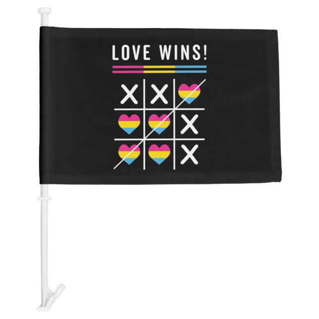 Tic Tac Toe Love Wins LGBTQ Pansexual Pride Car Flag (Front)