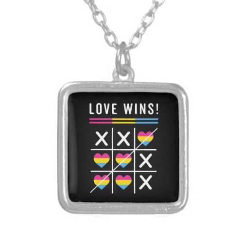 Tic Tac Toe Love Wins LGBTQ Pansexual Pride Silver Plated Necklace