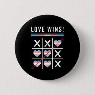 Tic Tac Toe Love Wins LGBTQ Transgender Pride Button