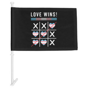Tic Tac Toe Love Wins LGBTQ Transgender Pride Car Flag
