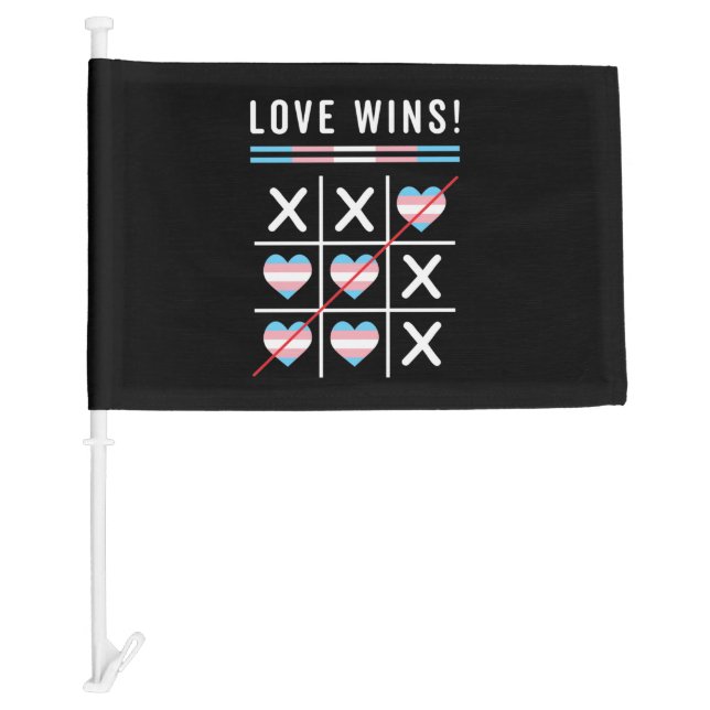 Tic Tac Toe Love Wins LGBTQ Transgender Pride Car Flag (Front)