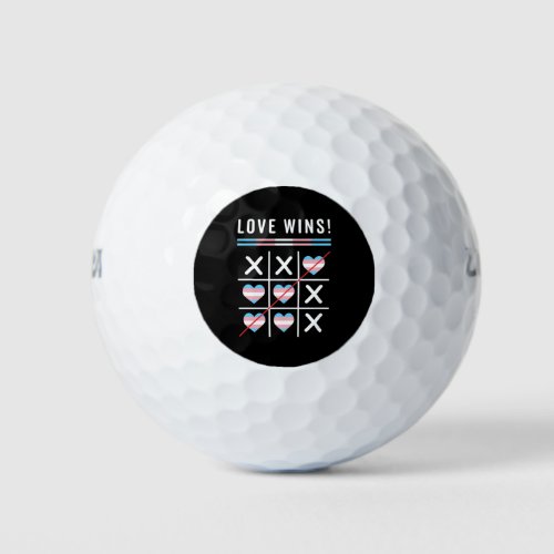 Tic Tac Toe Love Wins LGBTQ Transgender Pride Golf Balls