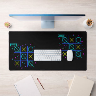 Tic Tac Toe Neon Retro Winner Glow Gamer Arcade Desk Mat