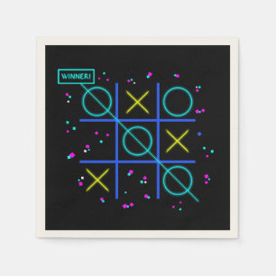 Tic Tac Toe Neon Retro Winner Glow Gamer Arcade Napkins