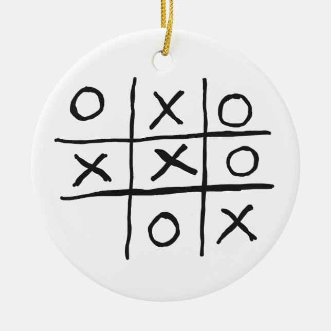 Tic Tac Toe Noughts and Crosses Ceramic Ornament (Front)