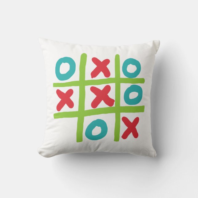 Tic-tac-toe Noughts and Crosses Throw Pillow (Front)
