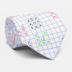 tic-tac-toe on graph paper neck tie