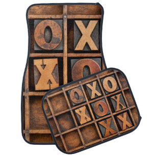 tic-tac-toe or noughts and crosses game - vintage car floor mat