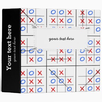 Tic Tac Toe Pattern 3 Ring Binder by graphicdesign at Zazzle