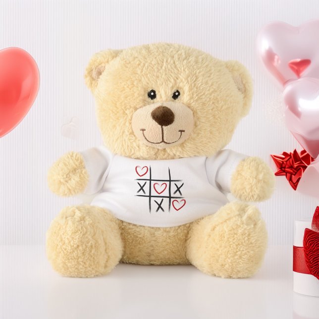 Tic Tac Toe Personalized Message Valentine's Day Teddy Bear (Creator Uploaded)