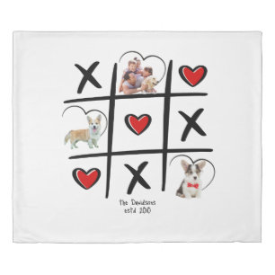 Tic-Tac-Toe Pet Lover Photos & Name Duvet Cover