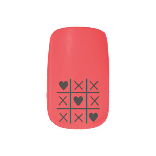 Tic tac toe red Valentin's day  Minx Nail Art