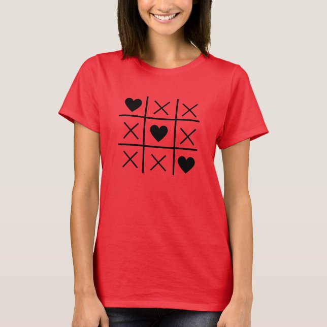 Tic tac toe red Valentin's day T-Shirt (Front)
