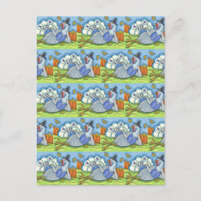 TIC TAC TOE TURKEY, FUN THANKSGIVING BIRD GAMES POSTCARD (Front)