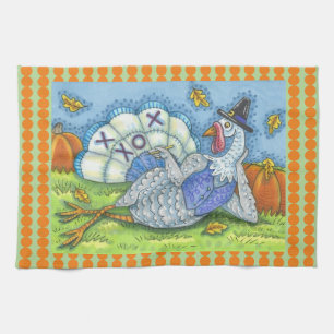 TIC TAC TOE TURKEY THANKSGIVING BIRD KITCHEN TOWEL