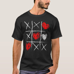 Tic Tac Toe Valentine's Day Cute Hearts Gamer T-Shirt