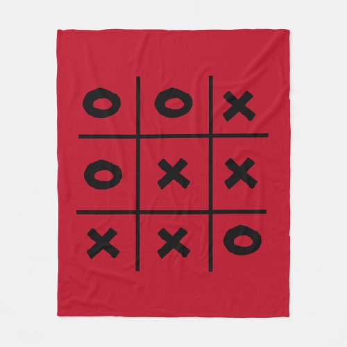 Tic Tac Toe XO Game Holiday Red Fleece Blanket
