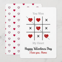 Tic-Tac-Toe: You Won My Heart Valentine’s Day Card