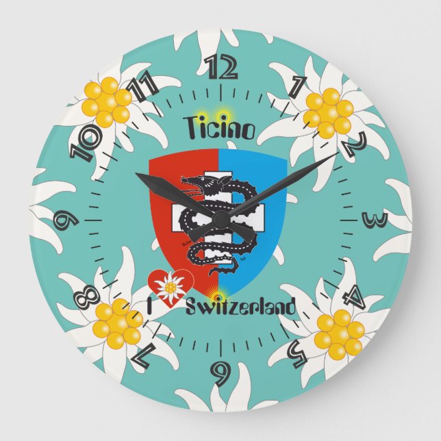 Ticino Schweiz Suisse Svizzera Svizra Uhr Large Clock (Front)