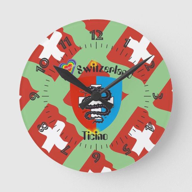 Ticino Schweiz Suisse Svizzera Svizra Uhr Round Clock (Front)