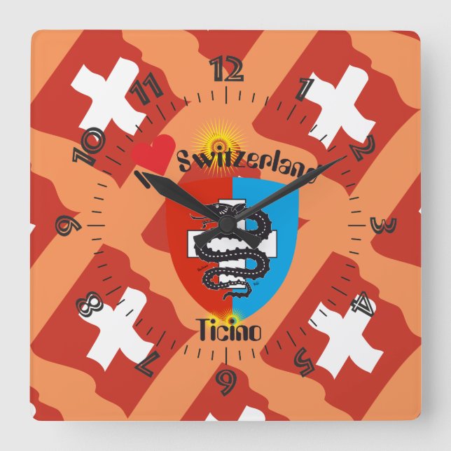 Ticino Schweiz Suisse Svizzera Svizra Uhr Square Wall Clock (Front)