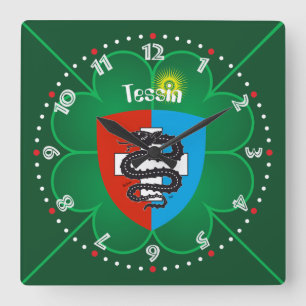 Ticino Schweiz Suisse Svizzera Svizra Uhr Square Wall Clock
