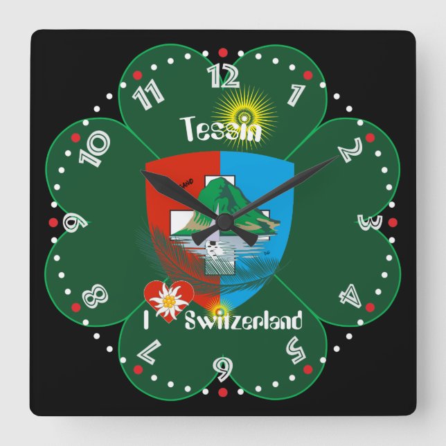 Ticino Schweiz Suisse Svizzera Svizra Uhr Square Wall Clock (Front)