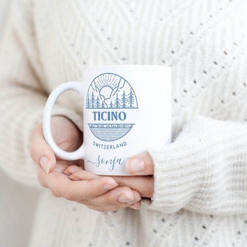 Ticino Switzerland  Blue  Minimalistic Scenery Mug