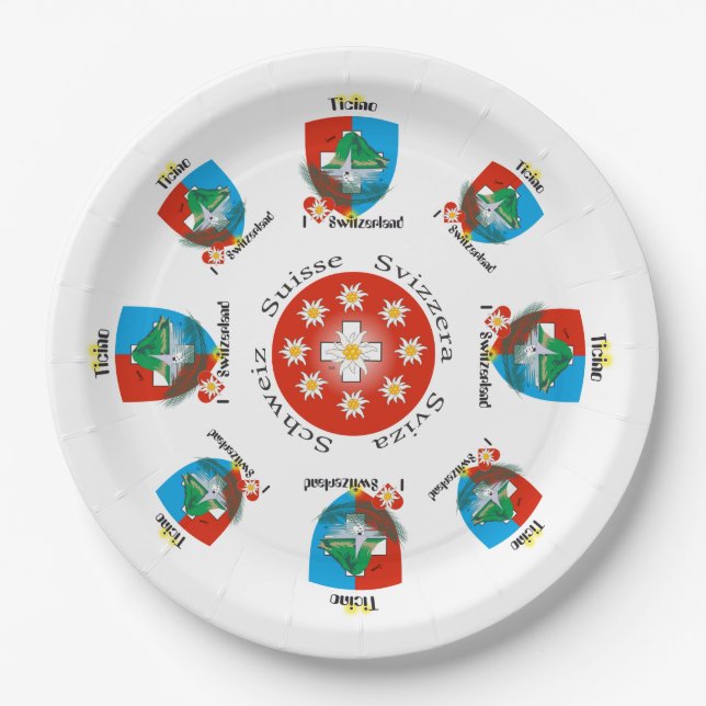 Ticino - Switzerland - Svizzera Paper Plates (Front)