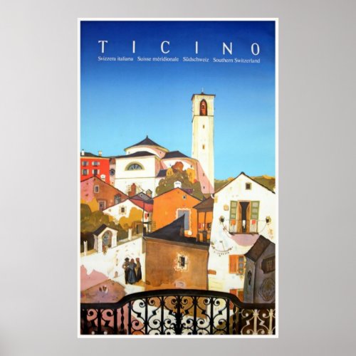 Ticino Switzerland Vintage Travel Poster