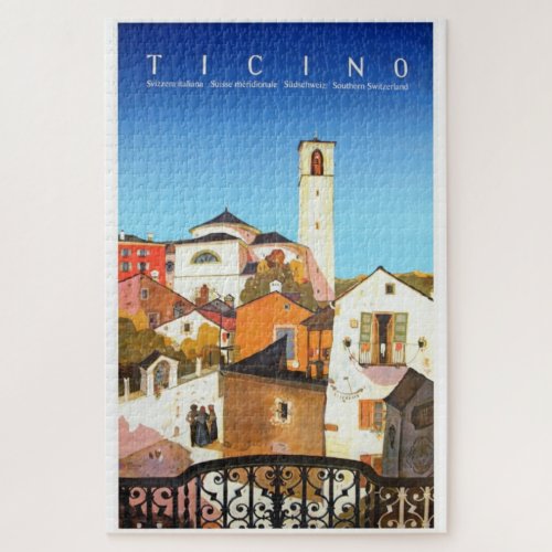 Ticino Switzerland Vintage Travel Poster Jigsaw Puzzle