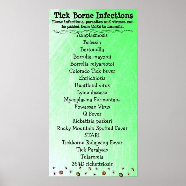 Tick Borne Infection list Lyme Awareness Poster (Front)