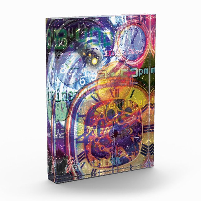 Tick Tock Color Illustration Acrylic Block (Left)