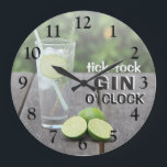 Tick Tock | Gin O' Clock<br><div class="desc">Stylish funny gin drinkers clock. A seductive image of a nice cold glass of gin and tonic with sliced lemon and limes,  ice and the saying "Tick Tock Gin O' Clock".</div>