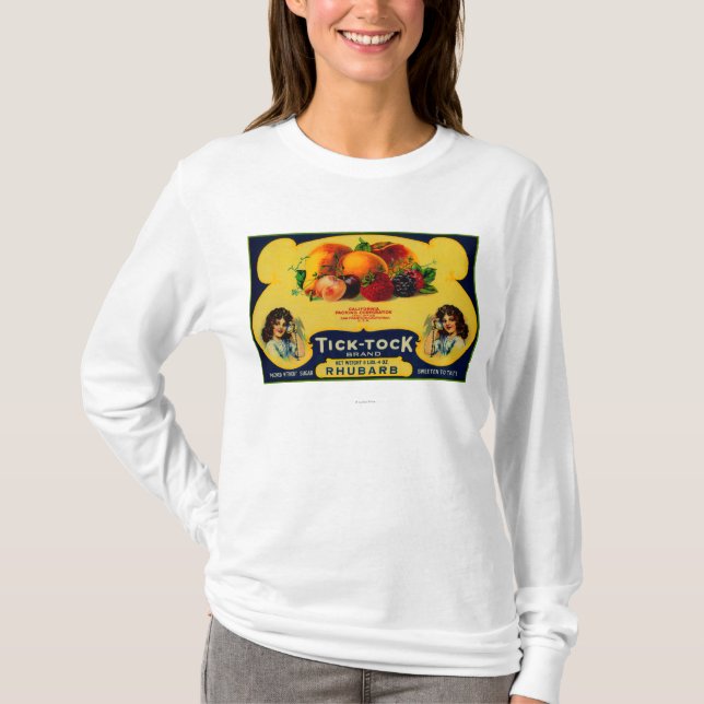Tick Tock Rhubarb Label T-Shirt (Front)