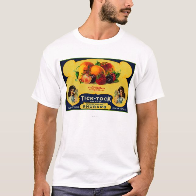 Tick Tock Rhubarb Label T-Shirt (Front)