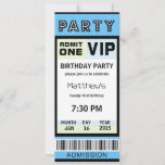 Ticket 21st Birthday Party Invitations Blue at Zazzle